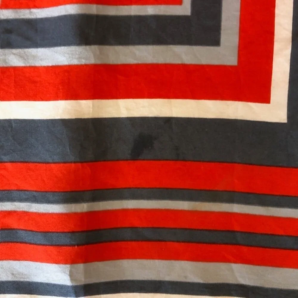 ECHO Silk Gray Red Square Scarf Vintage